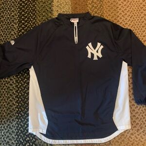 Majestic Navy and White Kids Pullover with NY Yankee Logo